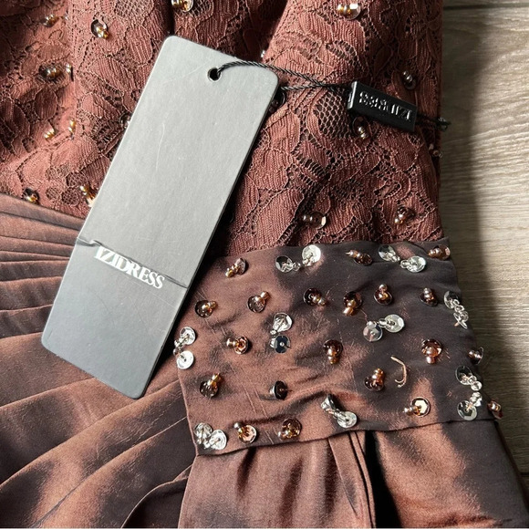 NWT  IZIDRESS Strapless Sequins Evening Bride Cocktail Dress - Picture 8 of 16